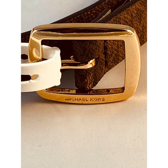NWOT MICHAEL KORS Women’s MK Signature Belt White Vanilla sz L main image 6